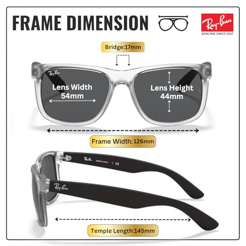 Image of Ray-Ban RB4165 JUSTIN COLOR MIX Square Shaped Sunglasses for Men with Official RAYBAN Eyewear Kit