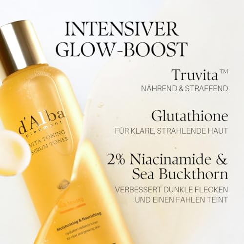 d'alba Piedmont Weißtrüffel Vita Toning Serum Toner, Glashaut-Effekt mit Doppel-Vitamin-Hautpflege, Gesichtsfeuchtigkeitspflege (180 ml)