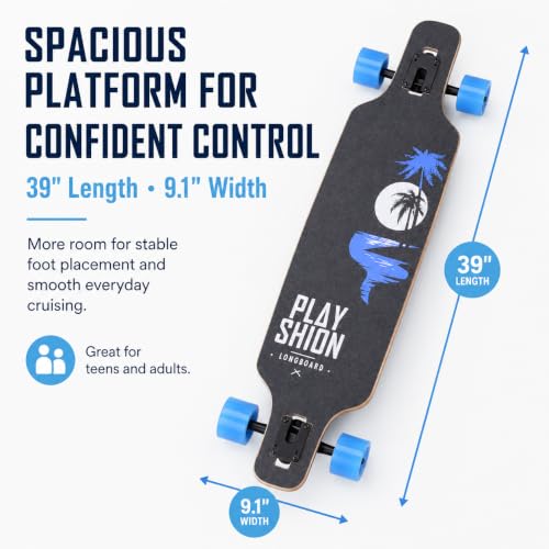 Playshion Drop Through Longboard Skateboard
