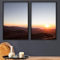 2 Piece Framed Canvas Wall Art Sunset in The Mountains Canvas Prints Home Artwork Decoration for Living Room,Bedroom - 16