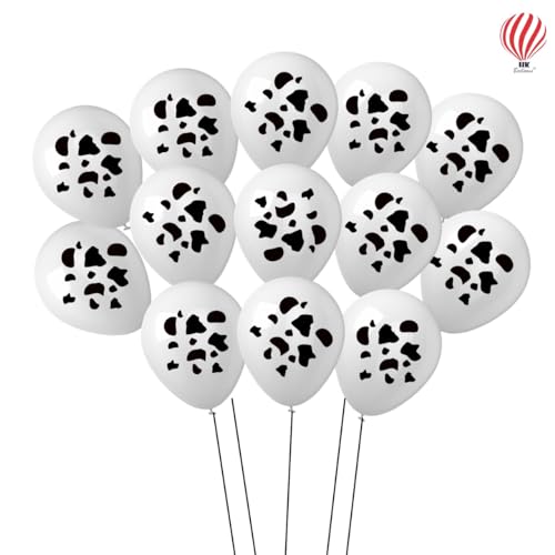 Image of HK balloons 30Pcs Cow Print Balloon Birthday Decorations - Funny Cow-Themed Party Supplies Latex Balloon in Black and White for Western Cowboy Theme for Kids Birthday Party Supplies Decorations