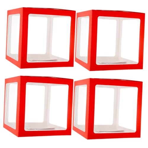 GARVALON Scatole Porta Palloncini Trasparenti 4 Pezzi 30X30X30 CM per Decorazioni Feste Compleanno Matrimonio Shower Accessori Fotografici e Bomboniere per Allestimenti Personalizzati