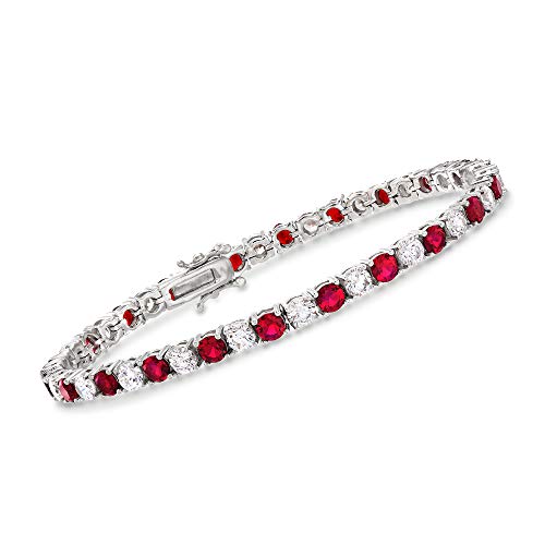 Ross-Simons 4.35 ct. t.w. Simulated Gemstone and 4.35 ct. t.w. CZ Tennis Bracelet in Sterling Silver