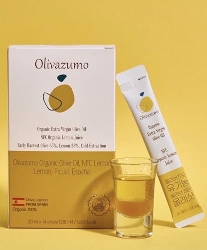 Olivazumo Organic Olive Lemon Dual Shot, Cold Pressed Extra Virgi...