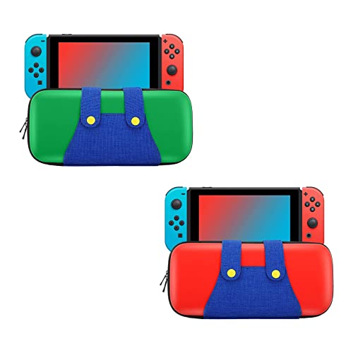MoKo Switch Game Kit for Nintendo Switch Switch OLED, 1 Carrying Case (Red Mario) and 1 Carrying Case (Green Luigi)
