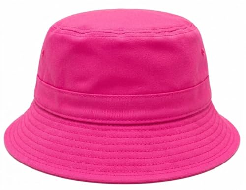 Premium Cotton Bucket Hat Adjustable Size Lightweight Sun Hat for Men & Women Outdoor Summer Travel & Beach (US Alpha One Size Hot Pink)