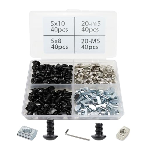 Écrous en T M5 et boulons d'extrusion noirs pour réparer et rigidifier les fixations de série 20