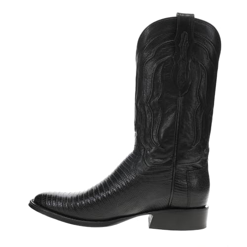 Tony Lama Mens Kirtland 12 Inch Lizard Round Toe Dress Boots Mid Calf - Black - Size 9.5 D3