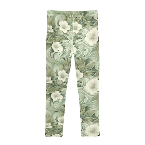 Girls Leggings Sage Florals Green Soft Toddler Leggings for Girls Kids Pants Size 4T-10T2