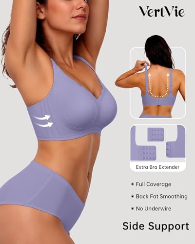 Image of Vertvie Women Seamless Jelly Bras No Underwire Supportive Wireless Push Up Full Coverage Bralette Comfy Scalloped T-Shirt Bra