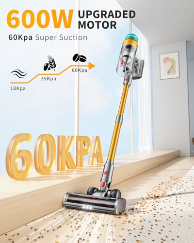Image of MBYULO Cordless Vacuum Cleaner for Home 600W 60Kpa Upgraded Powerful Stick Vacuum Up to 75Mins, Anti-Tangle & Wall Mount Charging, 8 in 1 Lightweight Vacuum Cleaners for Home /Pet Hair /Carpets /Floors