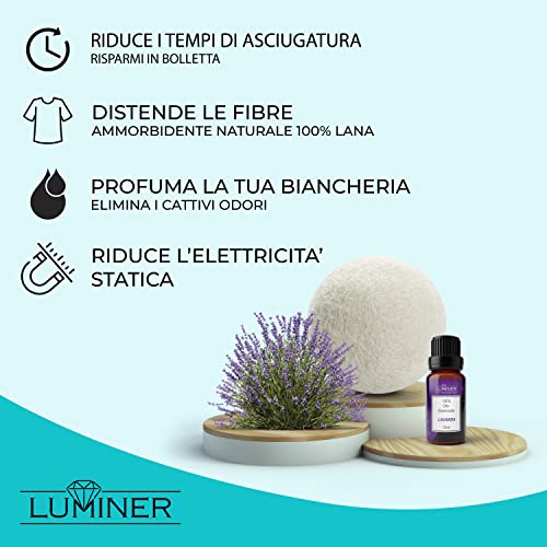 Palline Per Asciugatrice Di Lana, 6 Palle Per Asciugatrice Antipiega E Cattura Peli Con Olio Essenziale Alla Lavanda, Palline Di Lana Per Asciugatrice Con Profumatore Per Il Bucato Luminer - 2
