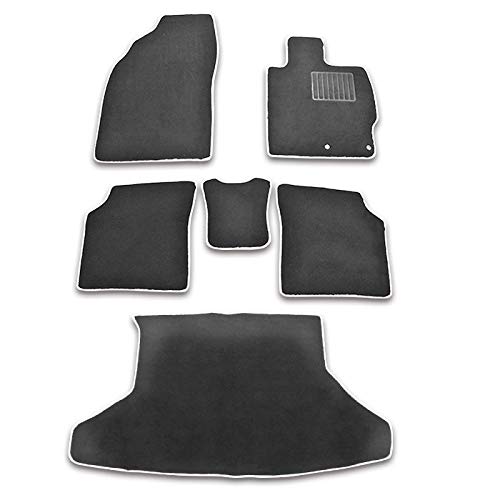 ZVW30 30系 プリウス 前期 後期 フロアマット ブラック × ホワイト フチ 6点セット フロント リア ラゲッジ 1台分 セット