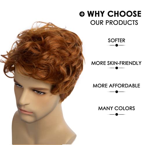 Beweig Men Wigs Short Orange Wig Synthetic Heat Resistant Natural Halloween Cosplay Hair Wig #TOP3