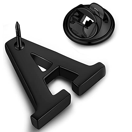 Image of HONEY BEAR Initial Alphabet Letter Lapel Pins Collar Badge Brooches for Mens /Womens Shirt Dress Decoration Black