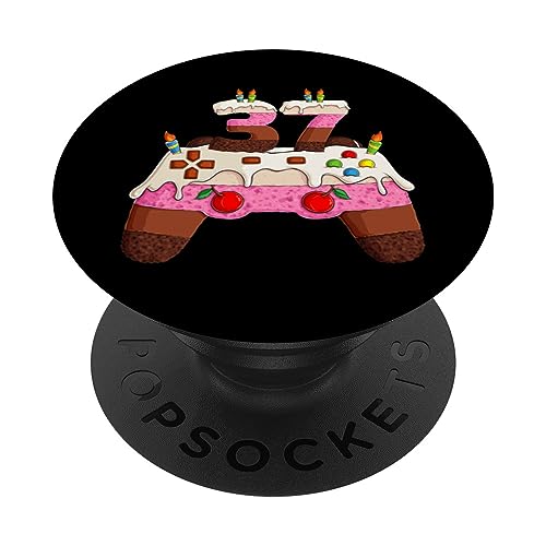 Bday Gamer Boy nivel Treinta y siete años 37 Cumpleaños de edad PopSockets PopGrip Intercambiable