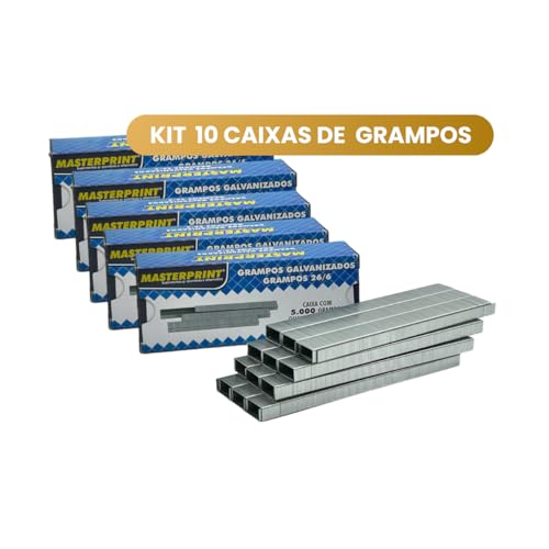 Kit 10 Grampos Para Grampeadores Galvanizados 26/6 5000 Unidades