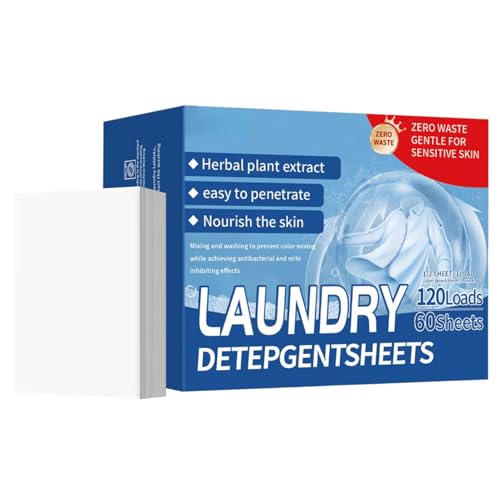 Hojas de detergente para ropa | 120 cargas de jabón de viaje para lavadora, tiras de lavado de fresco de larga duración para uso diario, hogar, viajes, hotel, crucero, camping, viajes en casa