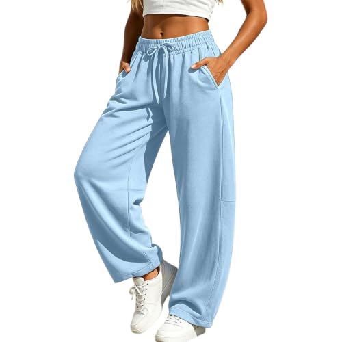 Pantalones anchos elásticos de cintura alta para mujer y estilo casual de verano