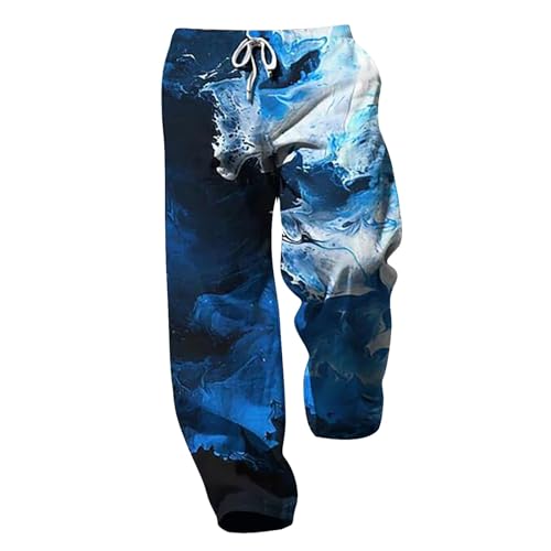 Pantalones de ocio para hombre delgados con lino e impresión 3D 3
