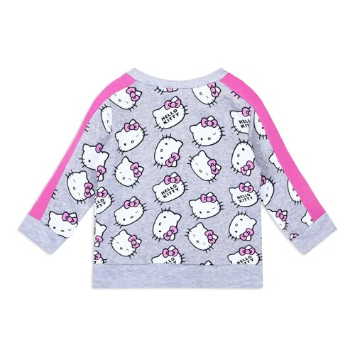 Image of Hello Kitty Sanrio Girls 2 Piece All Over Print Fleece Crewneck Sweatshirt and Pants Set for Infant, Toddler, and Big Kids