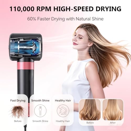 7-in-1 Air Styler & Hair Dryer,Blow Dryer Brush with Auto Wrap Curls & Fast Drying,Thermal Round Brush for Smooth Blowouts -Includes Travel Case,Hair Clips&6 Attachments (Black.) - 3