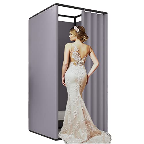 AMSXNOO Cabine D'essayage, Magasin De Vêtements Salle D'essayage, Vestiaire Portable D'intimité, Vestiaire Casier for Centres Commerciaux Et Bureaux… (85X85X200CM, Gray) Cover