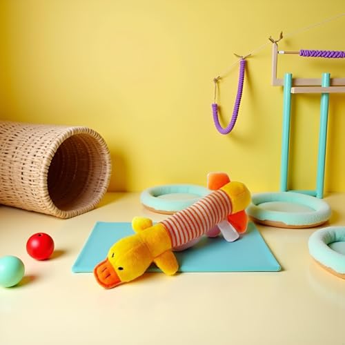 Juguete mordible para perros de peluche amarillo con sonido miniatura 3
