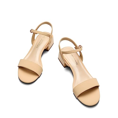 Dream Pairs Women'S Low Heels For Women Classic Open Toe Ankle Strap Block Chunky Heel Sandals Holiday Party Wedding Dress Pumps Shoes,Size 7.5,Nude-Nubuck,Sdhs2301W-1 thumb #1