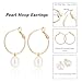 PEARLADA Gold Plated Huggie Hoop Earrings with Charms Fashion Pearl Drop Dangle Earrings for Women Handmade Karma Circle Jewelry for Ladies Lightweight Pearl Earrings on Christmas