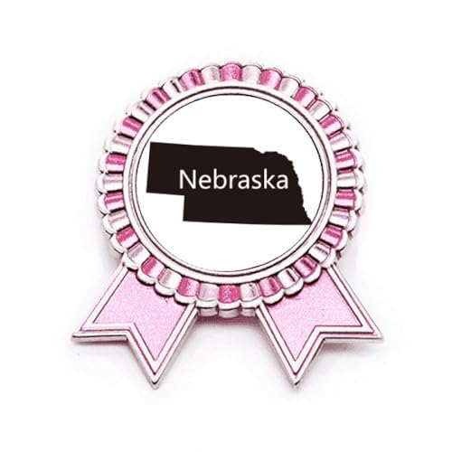 Broche carte du Nebraska Ameusa en métal rose taille M