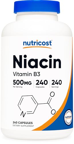 Nutricost Niacin (Vitamin B3) 500mg 240 Capsules with Flushing GMO-Free