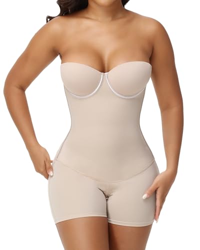 Strapless Shapewear Bodysuit for Women Corset Shapewear Tummy Control Bodysuit with Underwire Bra