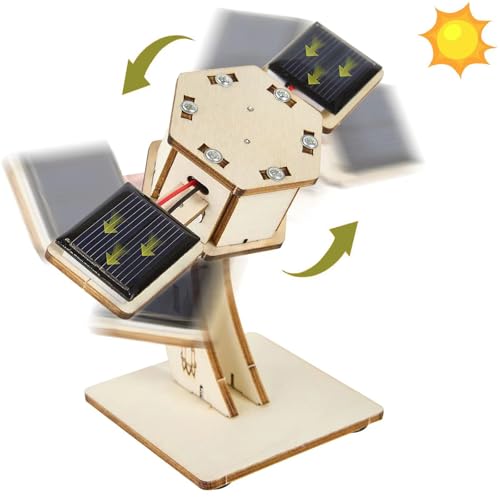Satélite solar rotativo, faça você mesmo, puzzle de madeira 3D para construir. Modelo criativo de satélite espacial artificial. Kit de modelo científico educativo Stem para crianças. Instruções em