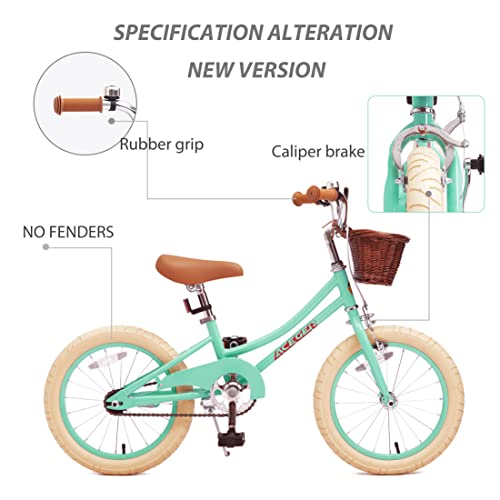Aceger Girls Bike With Basket, Kids Bike For 4-9 Years, 14 Inch With Training Wheels, 16 Inch With Training Wheels And Kickstand, 20 Inch With Kickstand. (Spring Green3, 20 Inch) #TOP2
