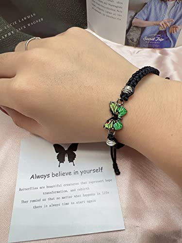 ZMANYIJEW Always Believe in Yourself Butterfly Bracelet--Adjustable String Butterfly Bracelets "Always Believe in Yourself" for Women, Cute Butterfly Charm Bracelets, Always Believe in Yourself Butterfly Bracelet for Women, Gift for Friends Butterfly Bracelet3