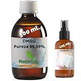 DMSO 500 ml. 99,99% Pureza (Dimetilsulfóxido) + Frasco (125ml) + Difusor + Vasito Medidor | Frascos Ámbar de Laboratorio (protección de los Rayos UVA) y Calidad Farmacéutica | Precinto de Seguridad