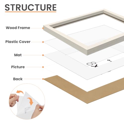 Image of upsimples 8x10 Picture Frame Solid Wooden, Nursery Decor, 1Pack White | 100% Solid Wood, Fit 5x7 with Mat and 8 x 10 Photo, Wall Decor or Tabletop Display, Safe For Nursery Kids Room Wedding