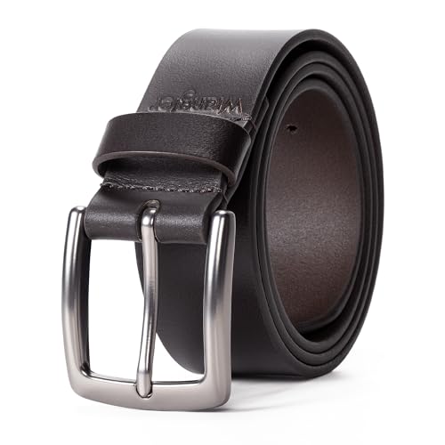 Wrangler メンズ レザーベルト、38mm ジーンズ用カジュアルベルト、男性用ギフト, ブラウン, 34 (waist 31-32)（Amazon）