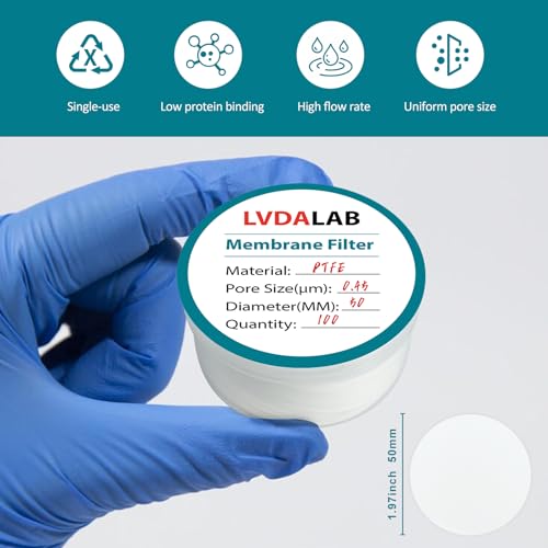 Image of PTFE Hydrophilic Membrane Filter, Hydrophilicity Membrane Round Disc Filters, 50 mm Diameter, 0.45m Pore Size, Pack of 100-Non Sterile