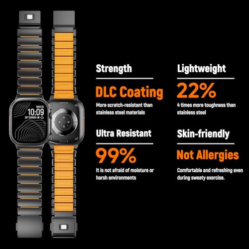 Image of Magnetic Titanium Band Compatible with Apple Watch Ultra 3 /2 /1 Band 49mm Series 11 10 46mm 45mm 44mm 42mm SE 3 /2 /1 9 8 7 6 5 4,Luxury Silicone Dual-Layer Link For iwatch Men Women
