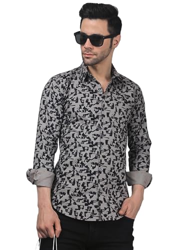 Image of TryBuy Unique Elegant Men's Cotton Casual Printed Full Sleeves Shirt