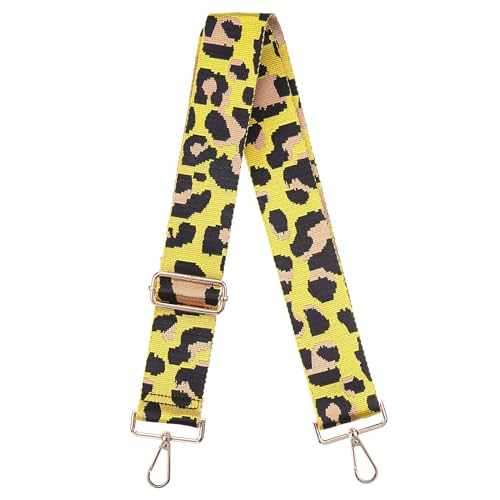 Image of uxcell Purse Strap Replacement, 31-51inch Adjustable Polyester Leopard 2inch Wide Crossbody Shoulder Strap for Handbag Guitar(Yellow, Gold Buckle), 80-130cm
