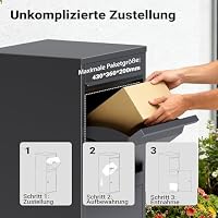Wiltec Paketkasten anthrazit 410 x 380 x 1020 mm, Paketbox Zuhause, Private Paketannahme passend für Pakete und Päckchen, Standbriefkasten Stahl – Ansicht 5