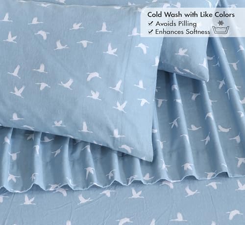 RUVANTI 100% Cotton Flannel Sheets Set - Queen - 4 Pcs - We Fly - 2