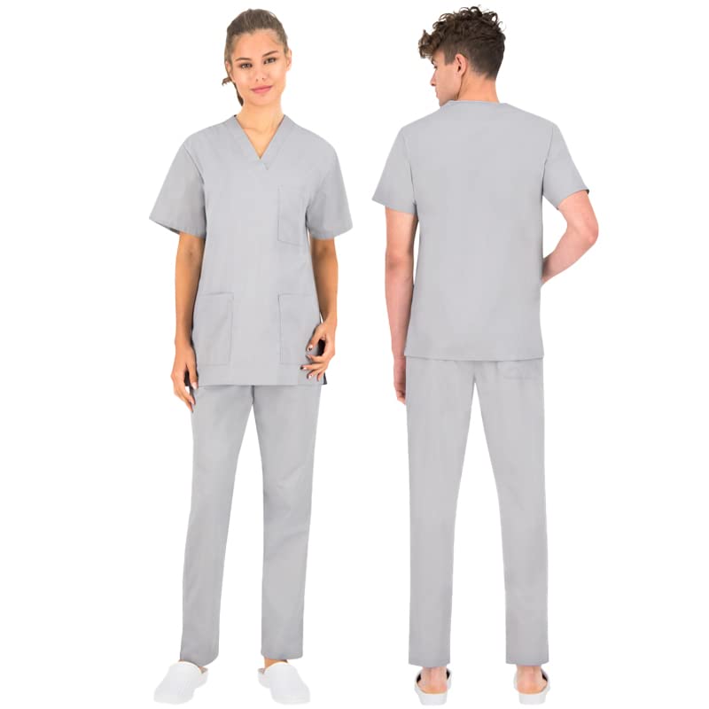 B-wellColombo Unisex Scrub Set, Slip-On Tunic and Slip-On Trousers Set, Medical Doctor Uniform, Medical Uniforms & Scrubs, Medical Work Wear, Thick Fabric