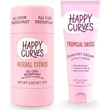 HAPPY CURVES Aluminum-Free Deodorant Herbal Citrus & Anti-Chafing Lotion to Powder Cream Tropical Oasis Bundle - Odor & Chafe Control for Women