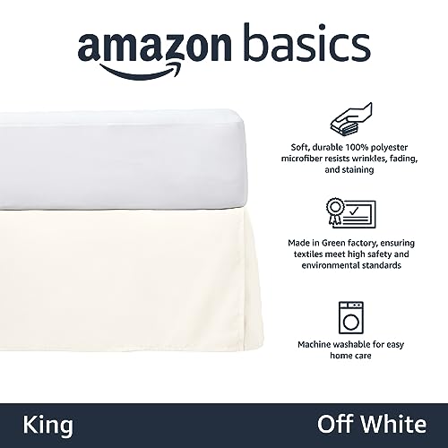 Image of Amazon Basics Lightweight Pleated Soft Machine Washable Bed Skirt, King Size, Off White, 16-Inch Drop (Pack of 8)