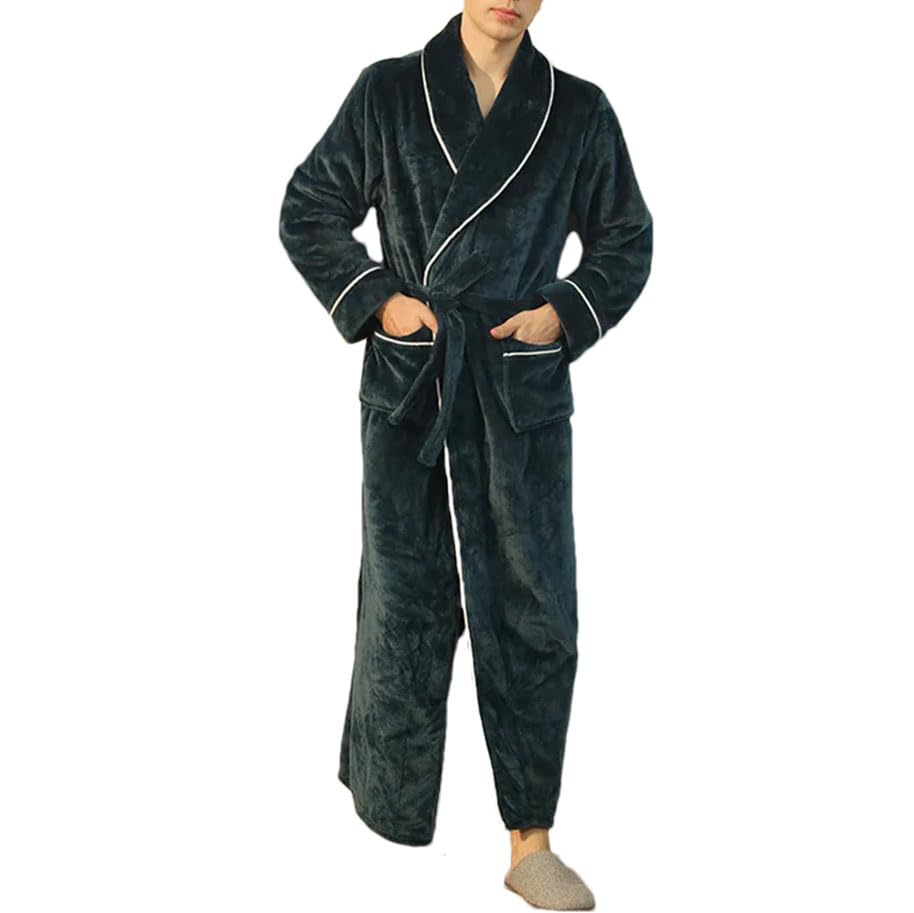 Dninmim Męskie damskie kimono bielizna nocna para pogrubiony flanelowy szlafrok długi koszula nocna na co dzień bielizna nocna