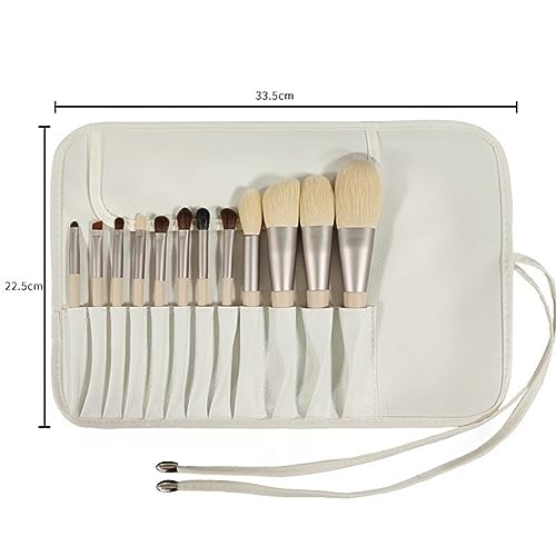 MADALIAN White 12 Jack Cosmetic Bag Makeup Brushes Complete Set Of Beauty Tools Foundation Brush Concealer Brush - Image 3